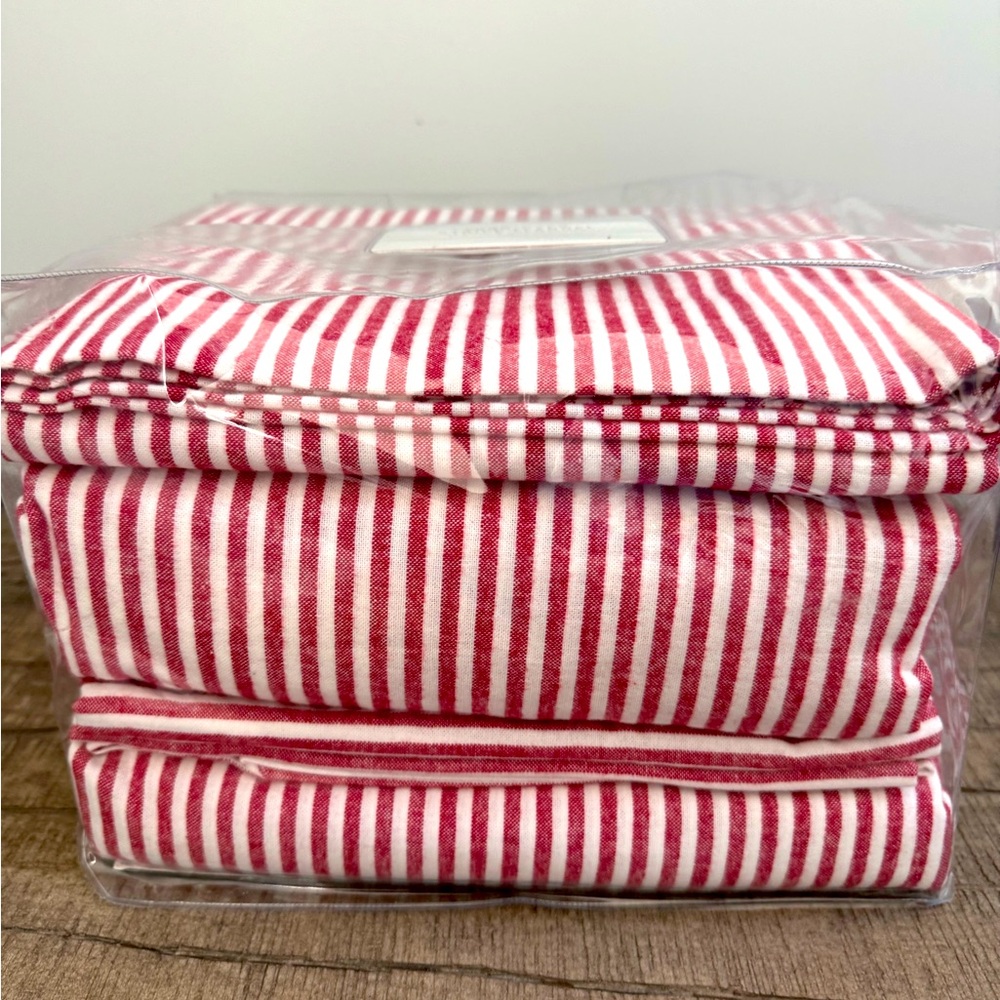 RH stripe flannel bedding sheets set size Queen
